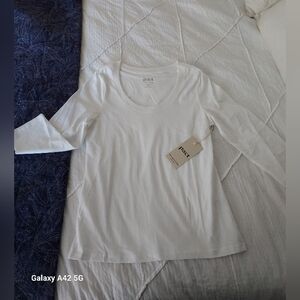 NWT PACT Three Quarter Sleeve Organic Cotton Scoop Neck Tee, XS